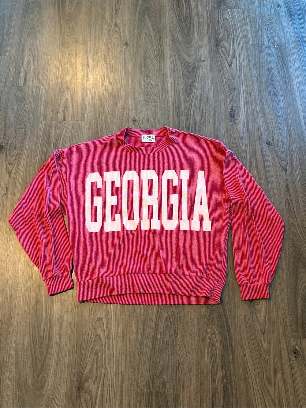 Georgia Red Crewneck Ribbed Sweatshirt - Classic College Pullover